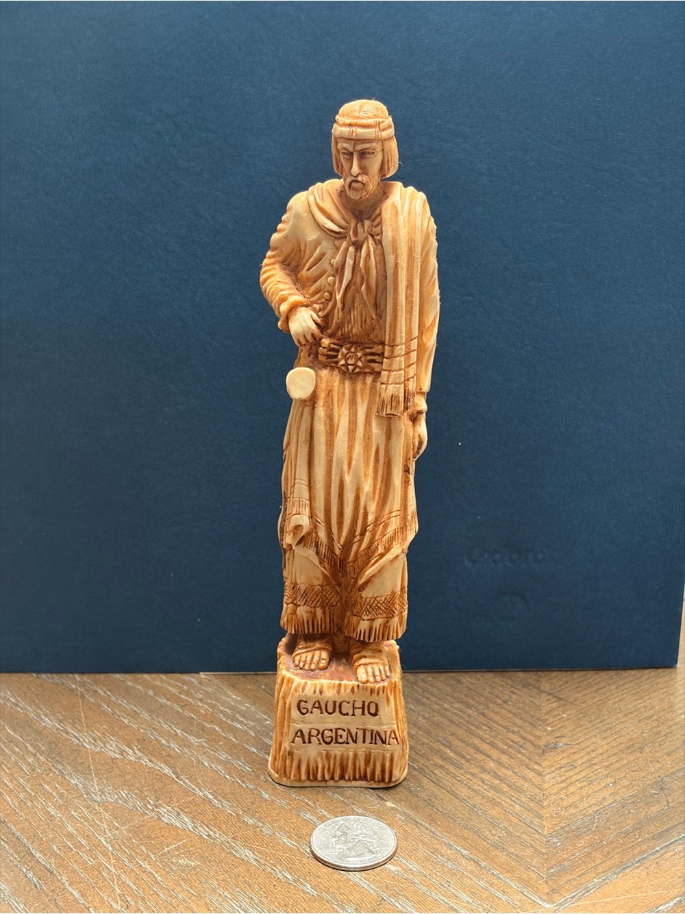 Vintage Argentine Gaucho Figurine Argentina Folk Art Carved Statue